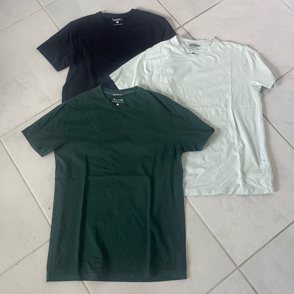 Porter & Ash Performance Tee Bundle of 3 Tshirts Size Small Teal/Green/Black